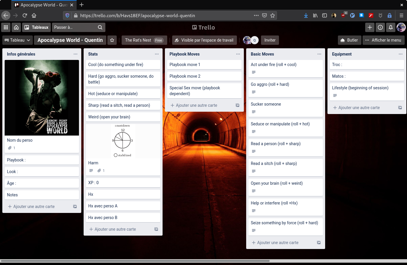 Trello Board Livret de personnage 1