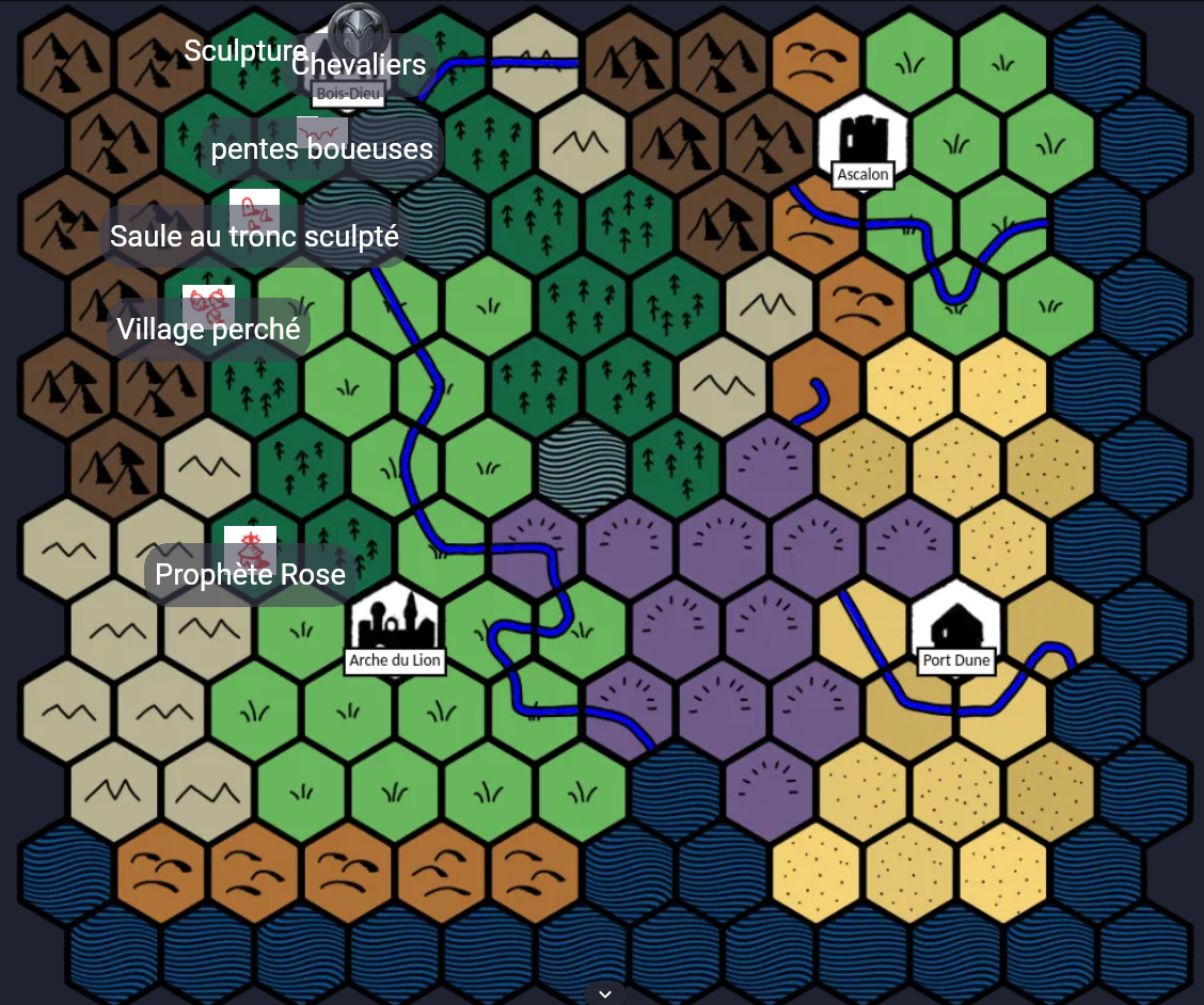 Carte du Domaine du point de vue des PJ, à la fin de la session 2